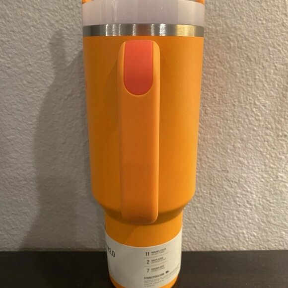 Stanley Flowstate Tumbler 40oz Handle Straw Orange Quencher H2.0 Mug Cup NWT - Picture 4 of 5